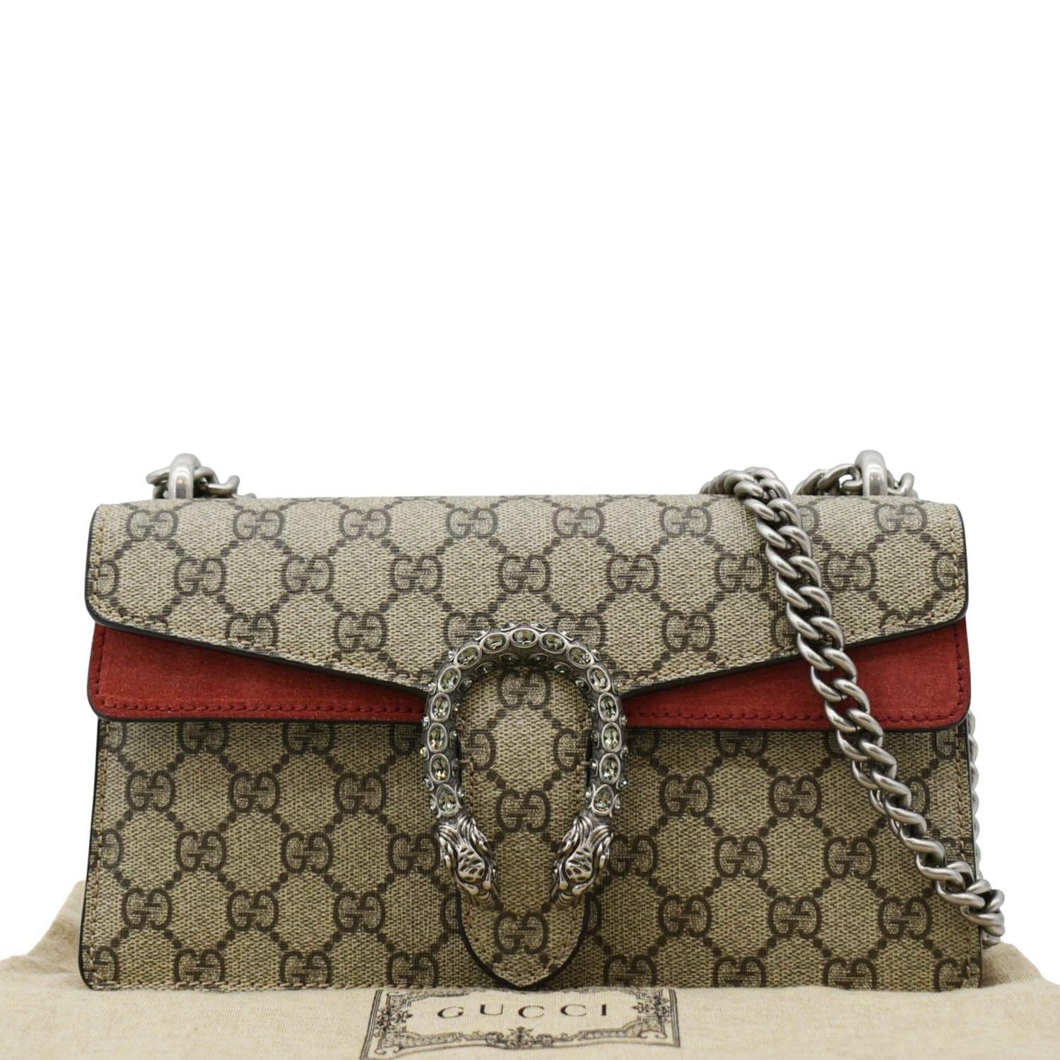 GUCCI Dionysus Small Rectangular Gucci Supreme Canvas Shoulder Bag Beige 499623