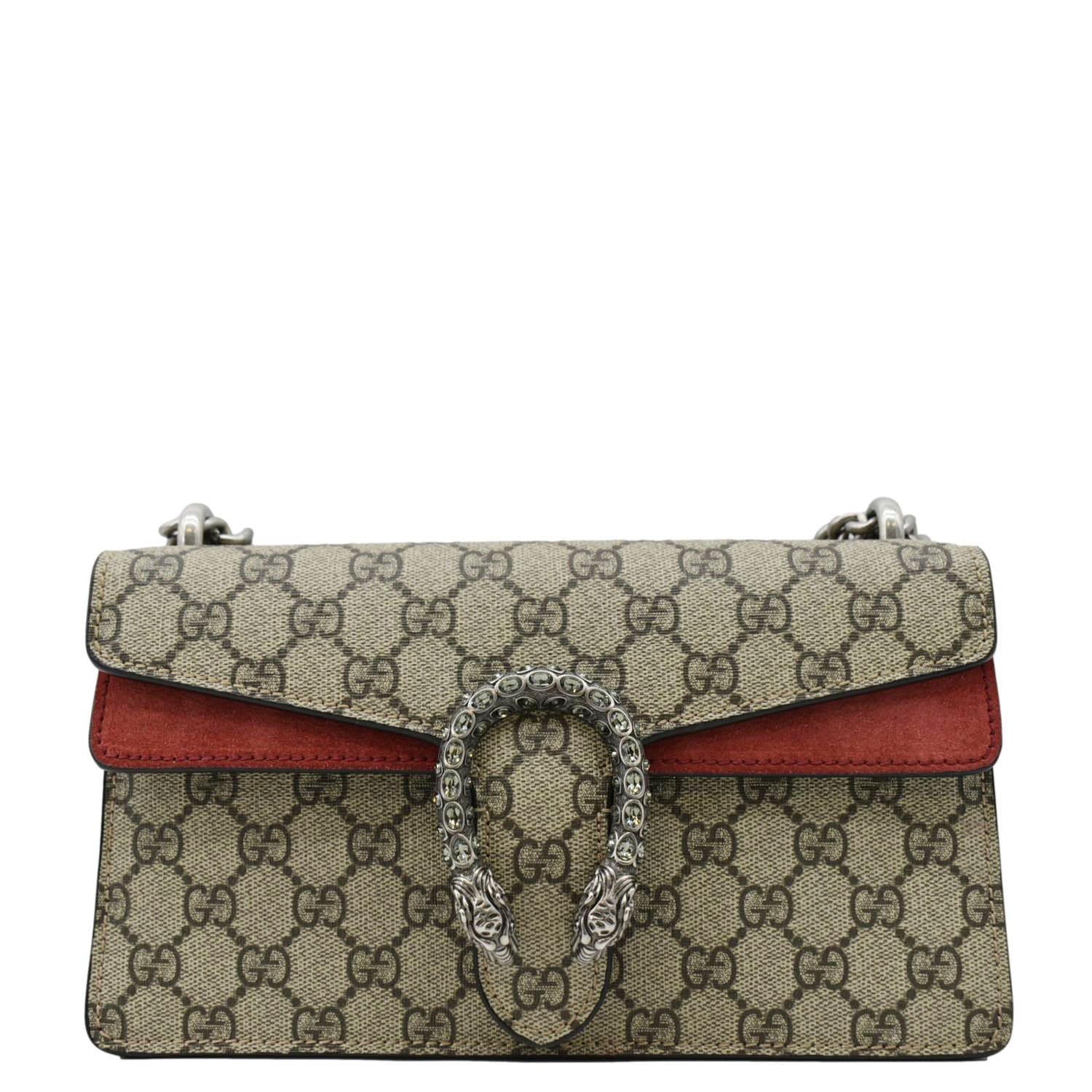 GUCCI Dionysus Small Rectangular Gucci Supreme Canvas Shoulder Bag Beige 499623