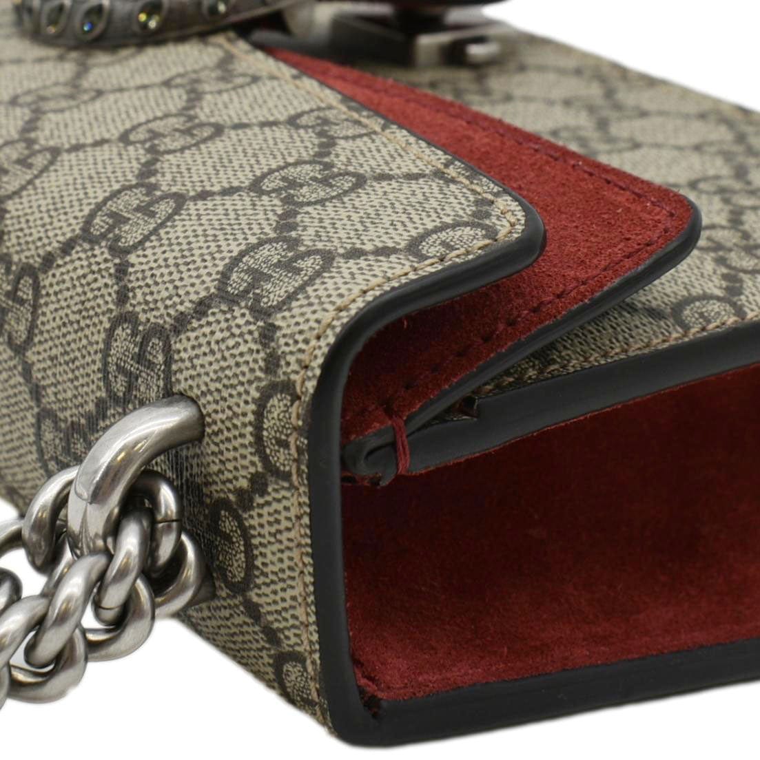 GUCCI Dionysus Small Rectangular Gucci Supreme Canvas Shoulder Bag Beige 499623