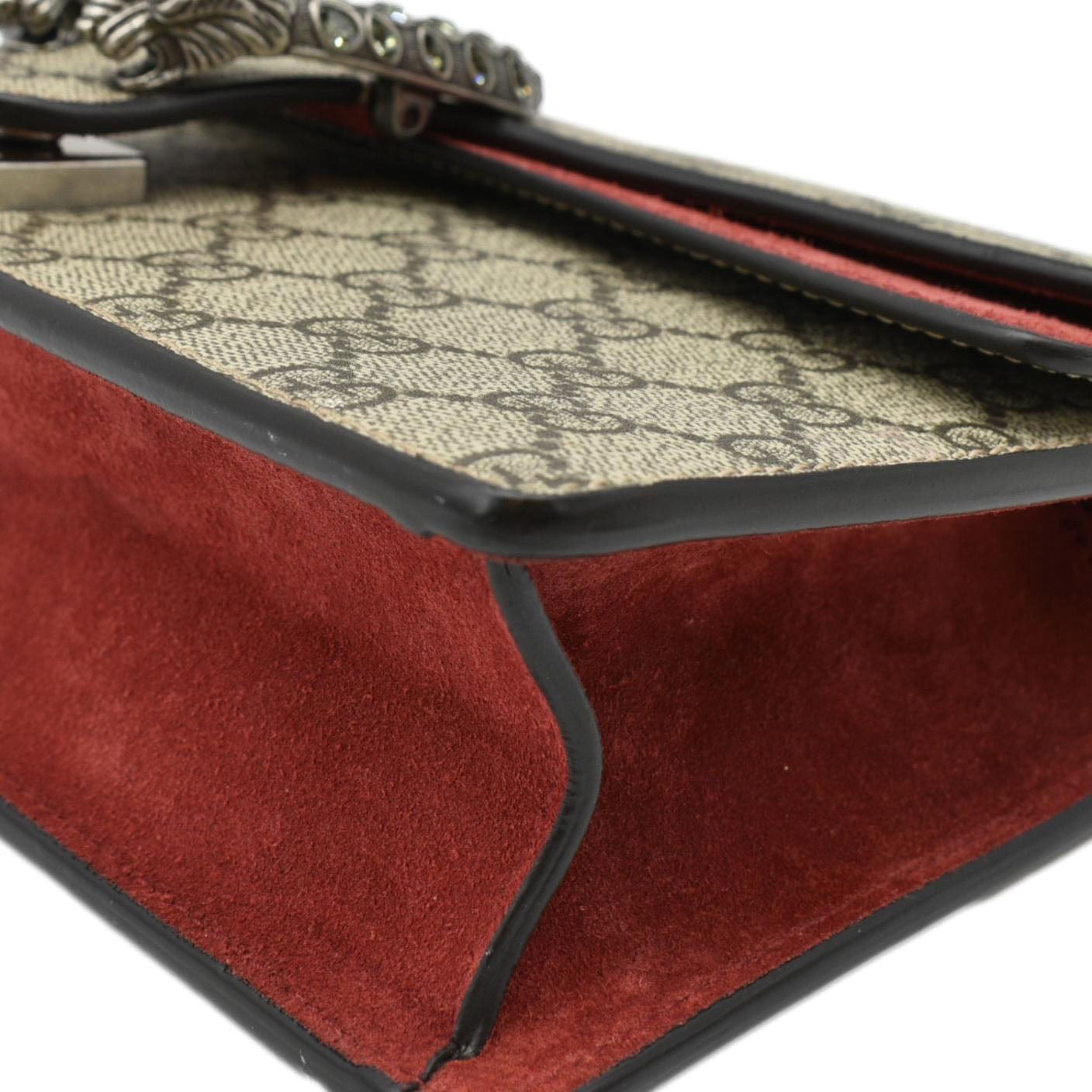 GUCCI Dionysus Small Rectangular Gucci Supreme Canvas Shoulder Bag Beige 499623