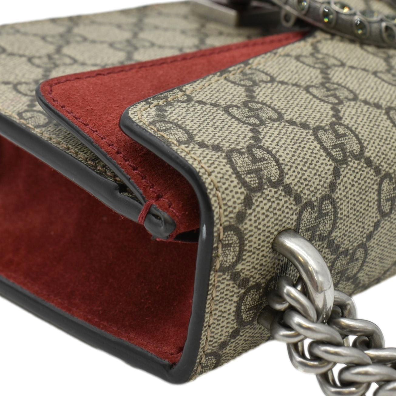 GUCCI Dionysus Small Rectangular Gucci Supreme Canvas Shoulder Bag Beige 499623