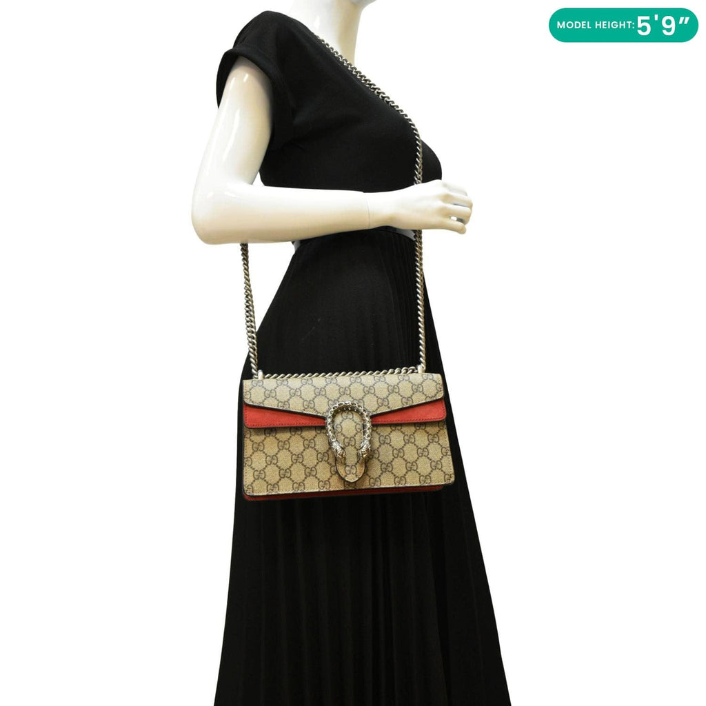 GUCCI Dionysus Small Rectangular Gucci Supreme Canvas Shoulder Bag Beige 499623