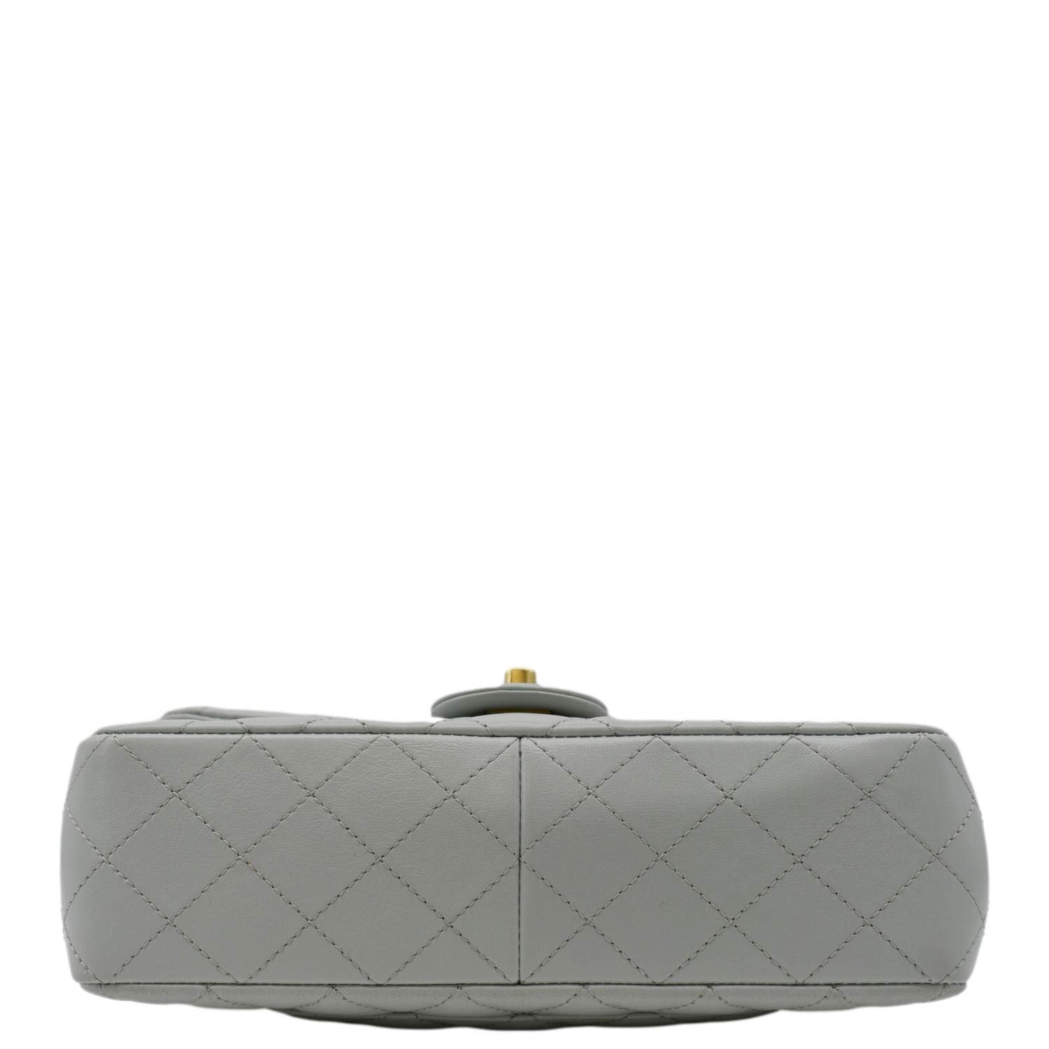 Chanel Sweet Camellia Flap Adjustable Chain WOC Quilted Leather Crossbody Bag Light Blue