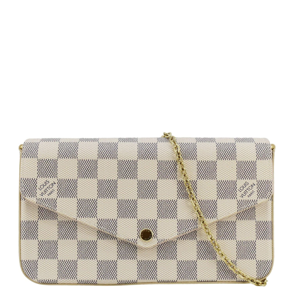 LOUIS VUITTON Felicie Pochette Damier Azur Crossbody Bag Rose Ballerine