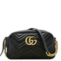 GUCCI Gucci Marmont Small Matelasse Chevron Leather Crossbody Camera Bag Black 447632