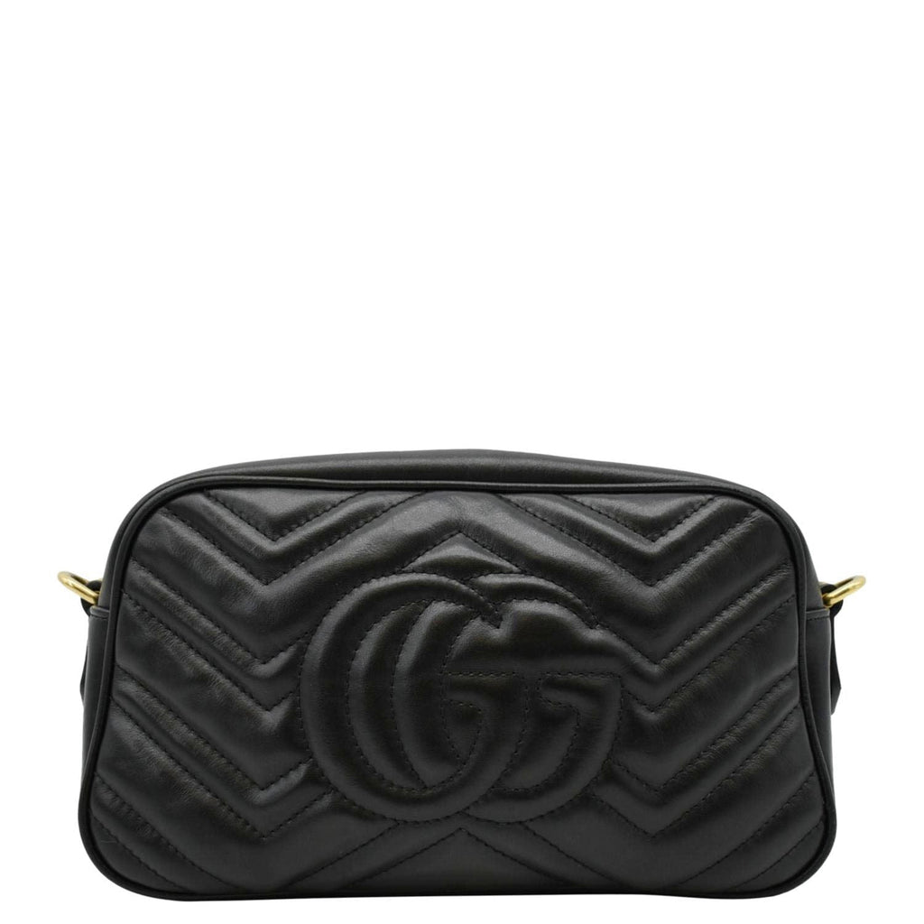 GUCCI Gucci Marmont Small Matelasse Chevron Leather Crossbody Camera Bag Black 447632
