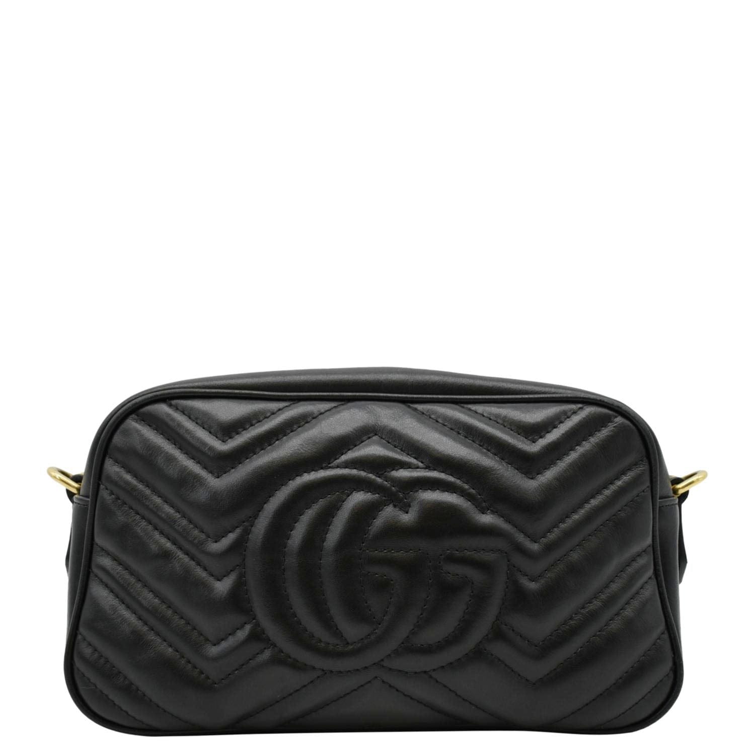 GUCCI Gucci Marmont Small Matelasse Chevron Leather Crossbody Camera Bag Black 447632