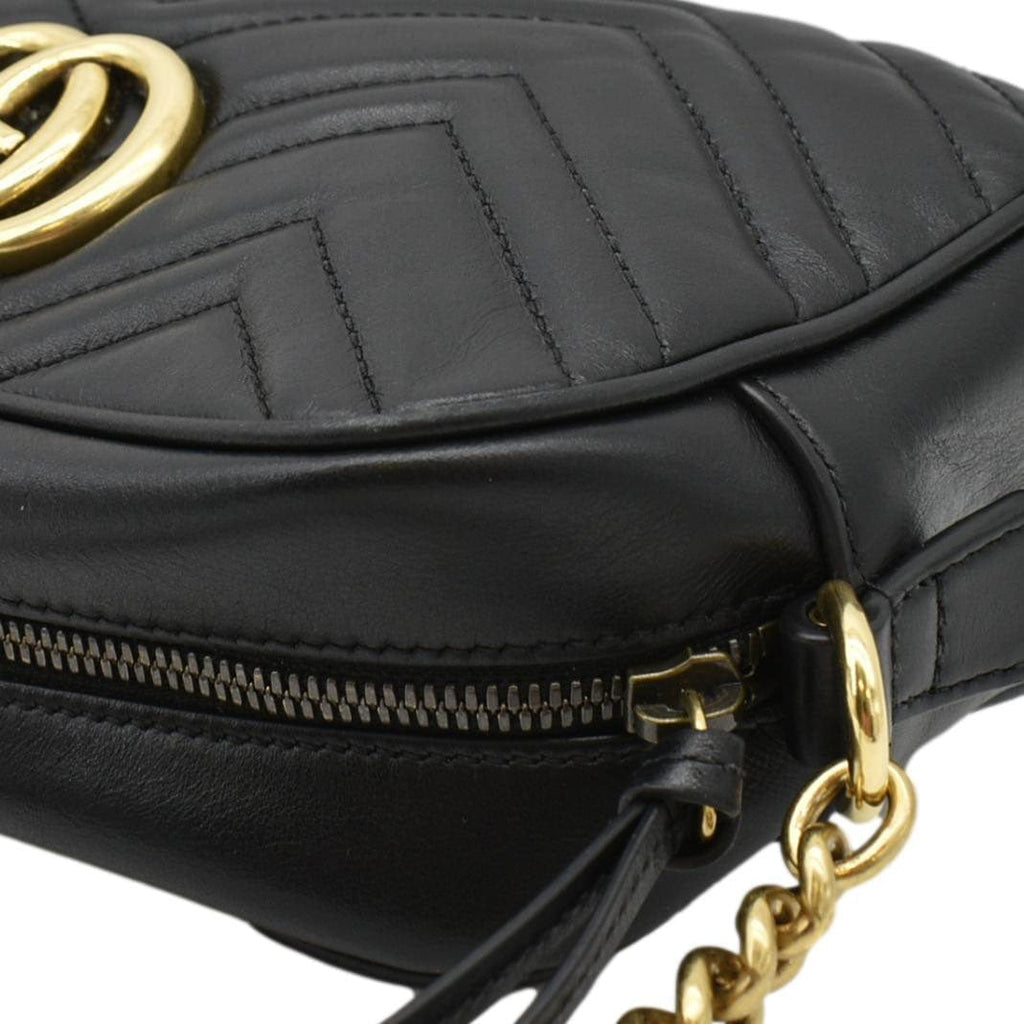 GUCCI Gucci Marmont Small Matelasse Chevron Leather Crossbody Camera Bag Black 447632