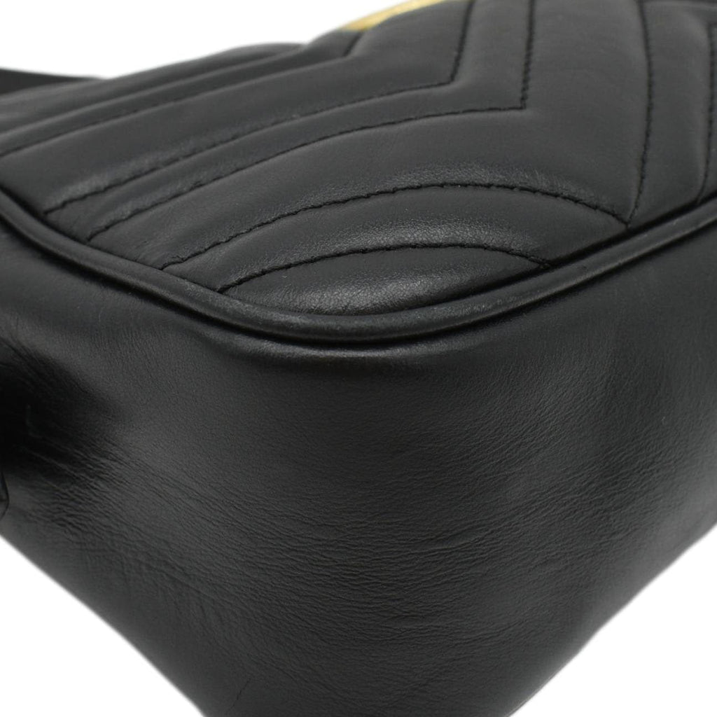 GUCCI Gucci Marmont Small Matelasse Chevron Leather Crossbody Camera Bag Black 447632
