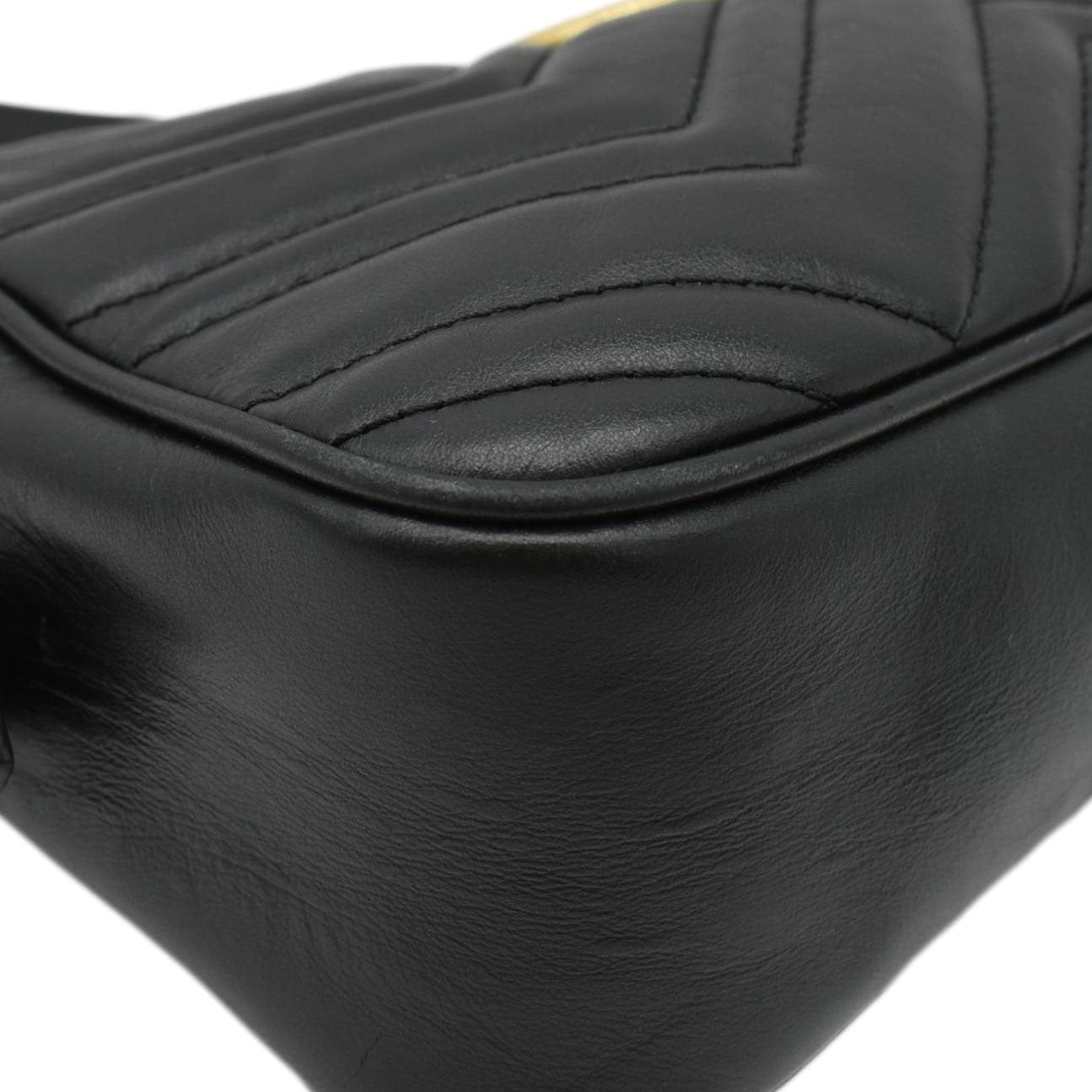 GUCCI Gucci Marmont Small Matelasse Chevron Leather Crossbody Camera Bag Black 447632