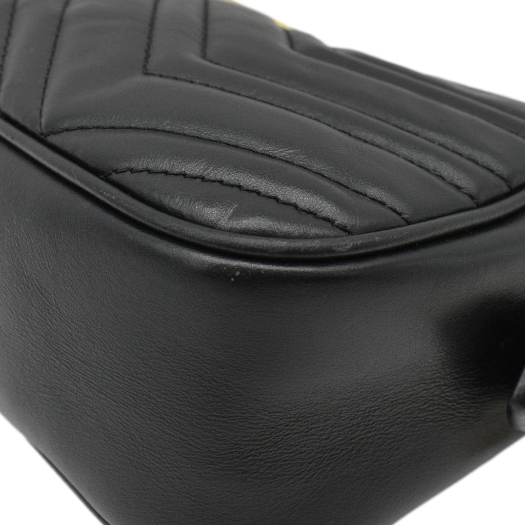 GUCCI Gucci Marmont Small Matelasse Chevron Leather Crossbody Camera Bag Black 447632