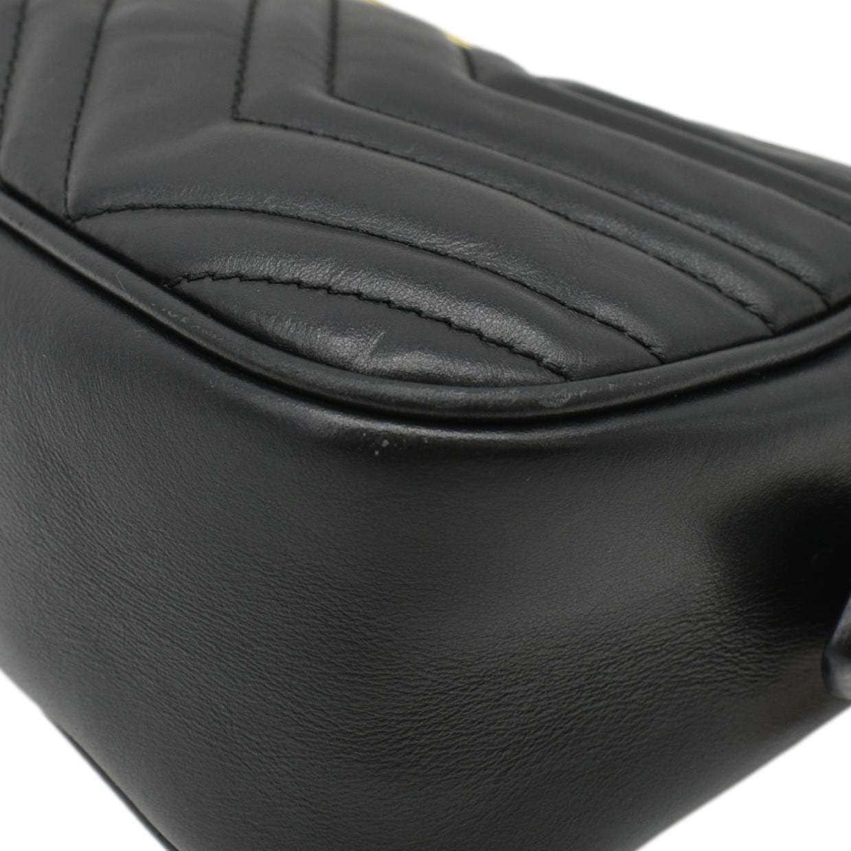 GUCCI Gucci Marmont Small Matelasse Chevron Leather Crossbody Camera Bag Black 447632