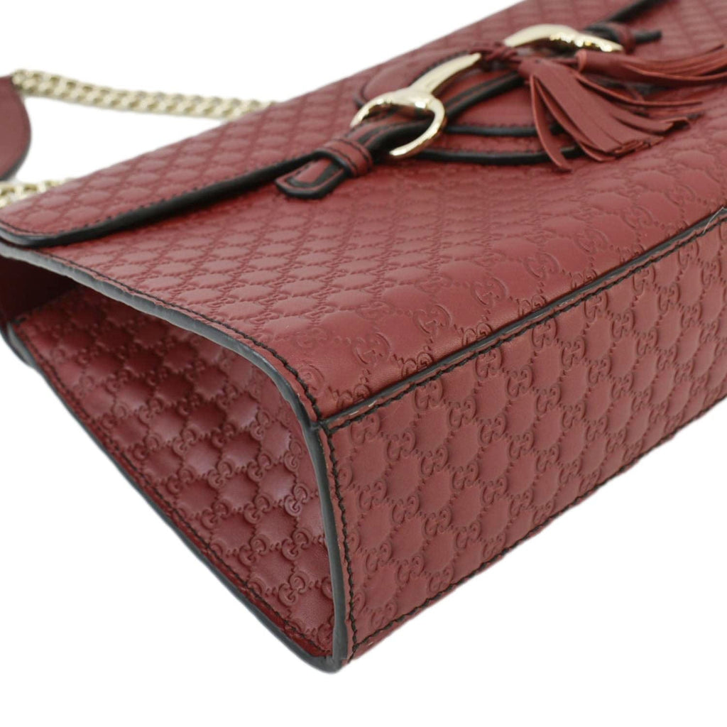 GUCCI Emily Medium Gucci Guccissima Leather Chain Shoulder Bag Red 449635