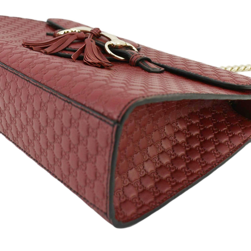 GUCCI Emily Medium Gucci Guccissima Leather Chain Shoulder Bag Red 449635