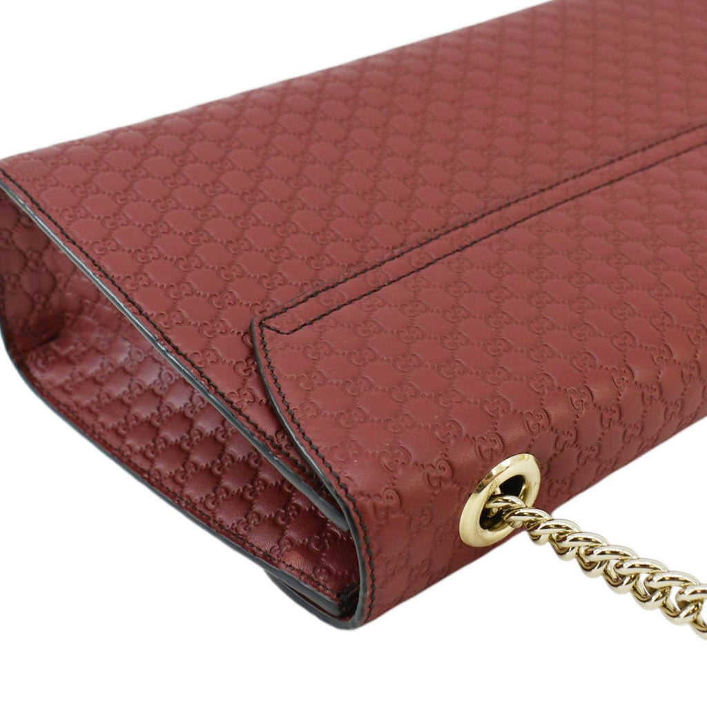 GUCCI Emily Medium Gucci Guccissima Leather Chain Shoulder Bag Red 449635