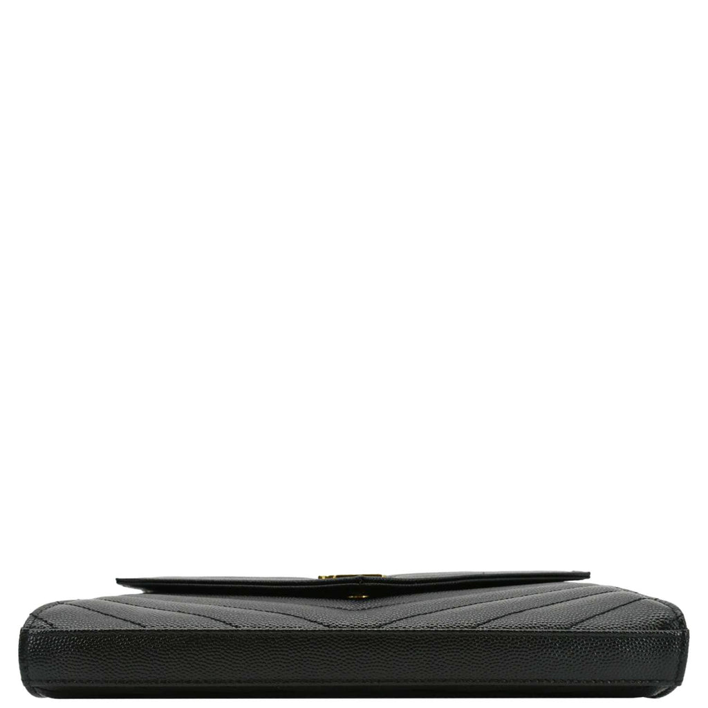 YVES SAINT LAURENT Cassandre Chain Wallet Leather Crossbody Bag Black