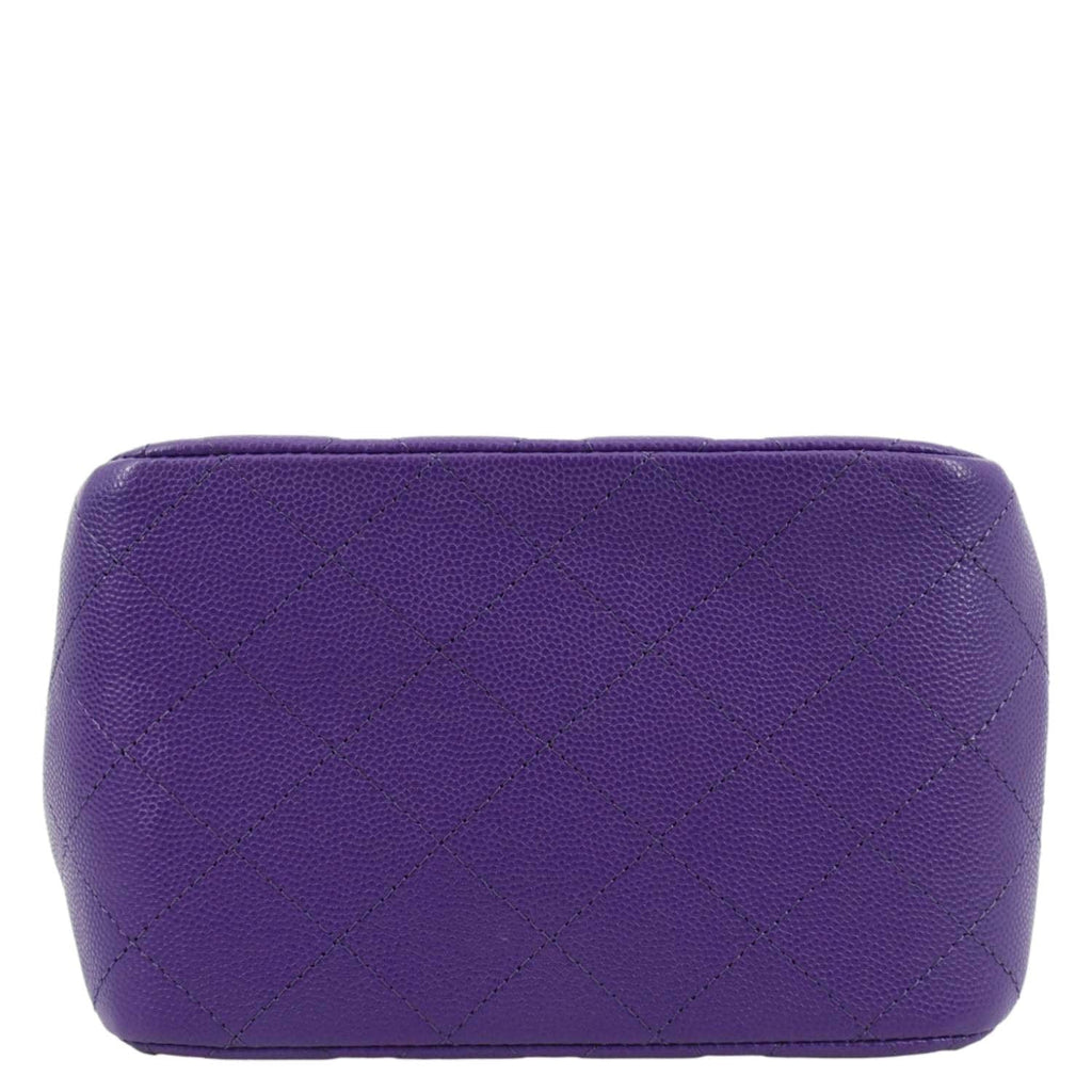 Chanel CC Quilted Caviar Leather Tote Bucket Bag Purple