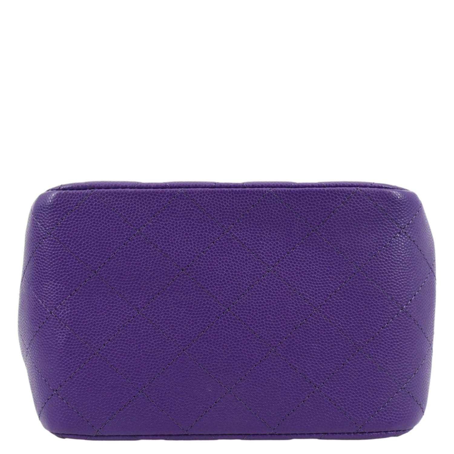 Chanel CC Quilted Caviar Leather Tote Bucket Bag Purple