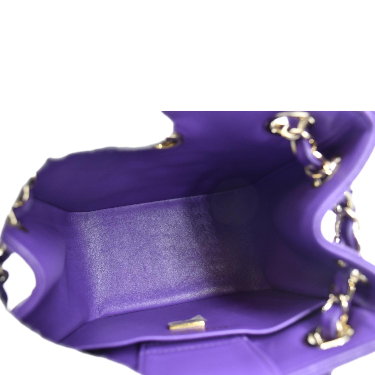 Chanel CC Quilted Caviar Leather Tote Bucket Bag Purple