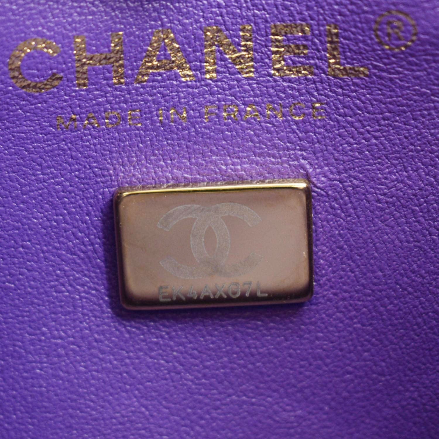 Chanel CC Quilted Caviar Leather Tote Bucket Bag Purple