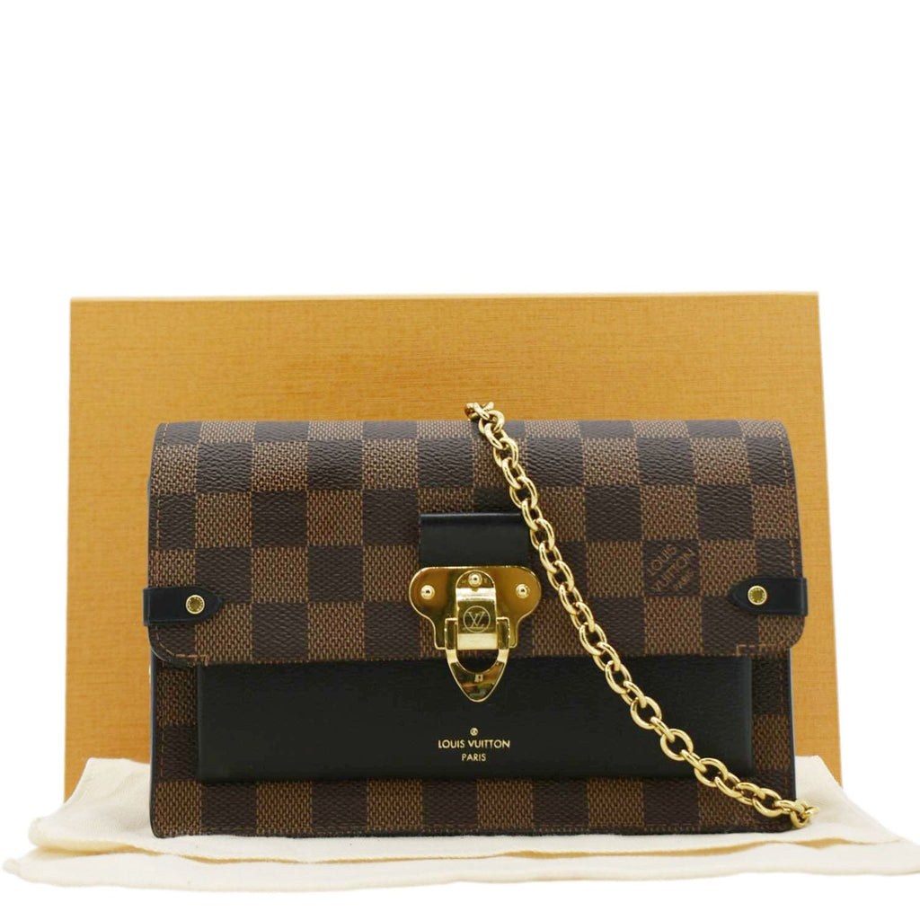 LOUIS VUITTON Vavin PM Damier Ebene Chain Crossbody Bag Black