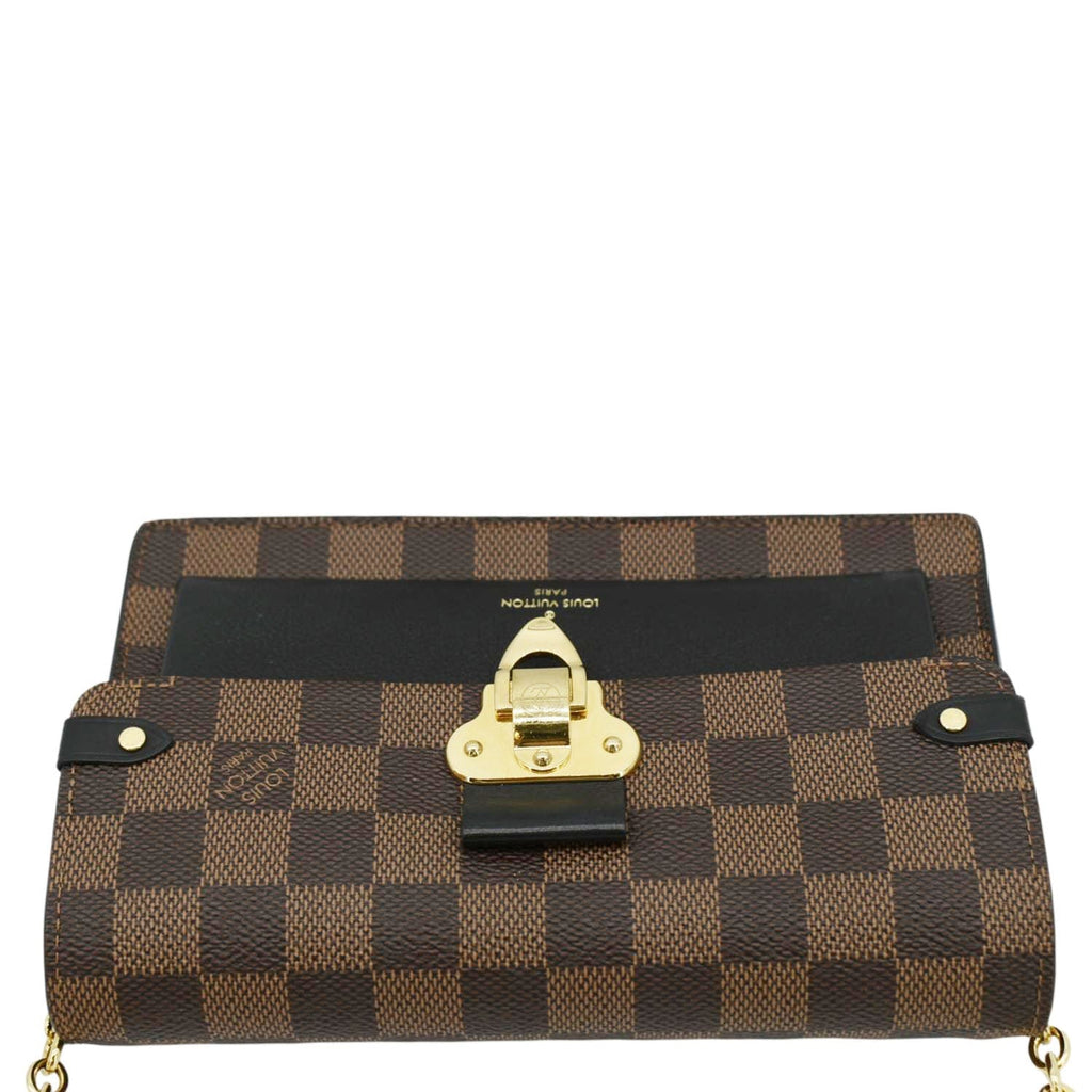 LOUIS VUITTON Vavin PM Damier Ebene Chain Crossbody Bag Black