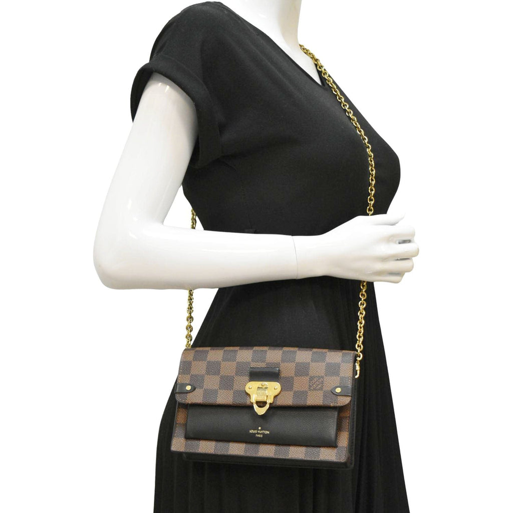LOUIS VUITTON Vavin PM Damier Ebene Chain Crossbody Bag Black