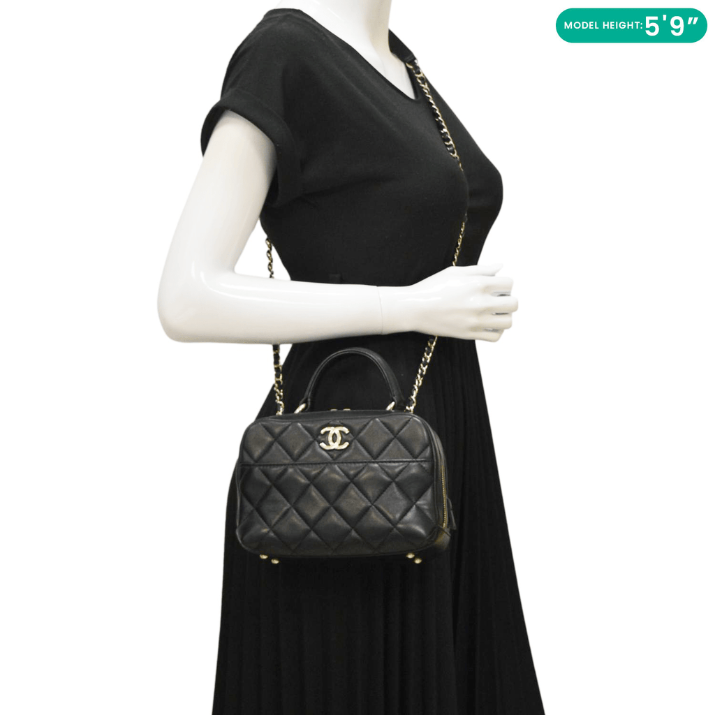 Chanel Trendy CC Bowling Quilted Leather Shoulder Bag Black