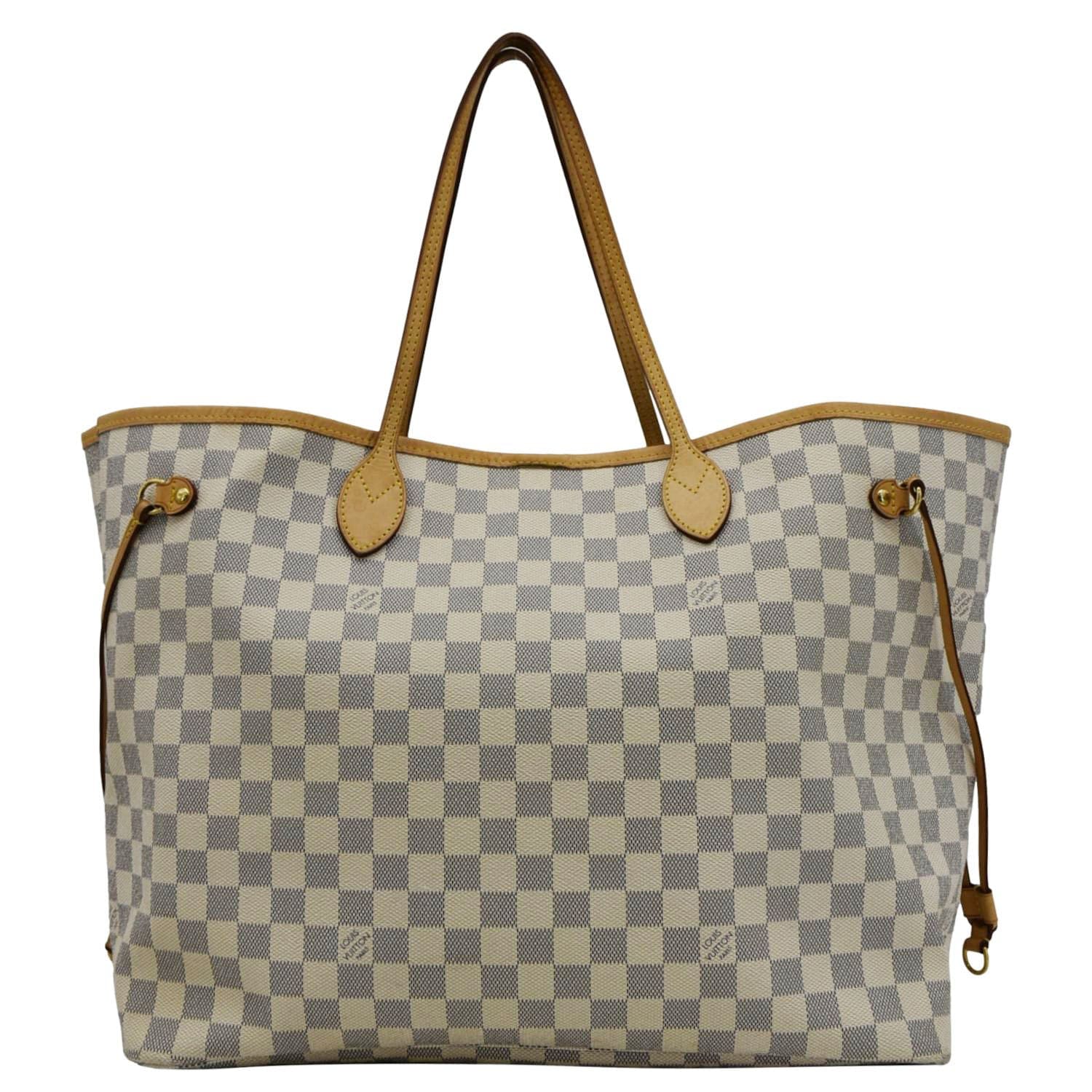 LOUIS VUITTON Neverfull GM Damier Azur Tote Shoulder Bag White