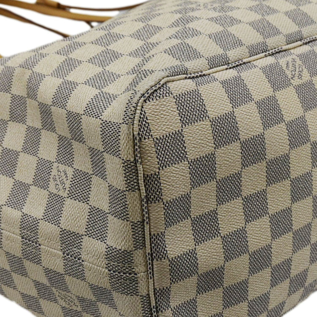 LOUIS VUITTON Neverfull GM Damier Azur Tote Shoulder Bag White