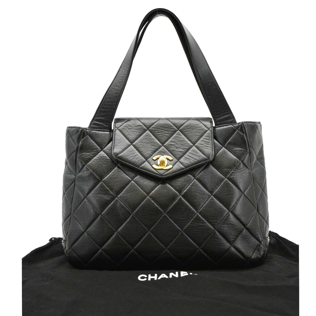 Chanel Classic Flap  Quilted Leather Tote Bag Black