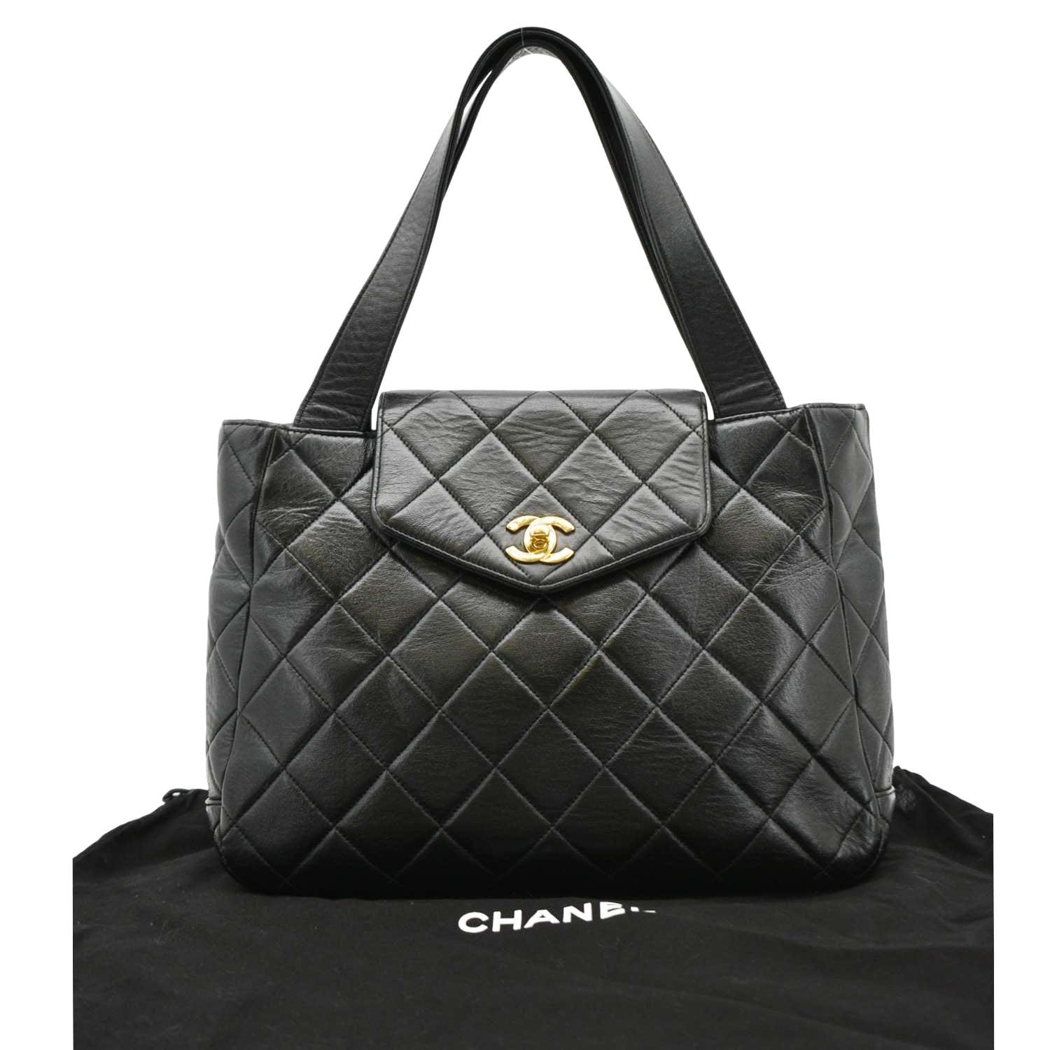Chanel Classic Flap  Quilted Leather Tote Bag Black