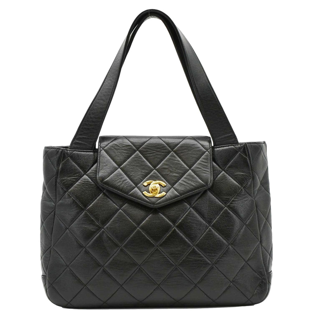 Chanel Classic Flap  Quilted Leather Tote Bag Black