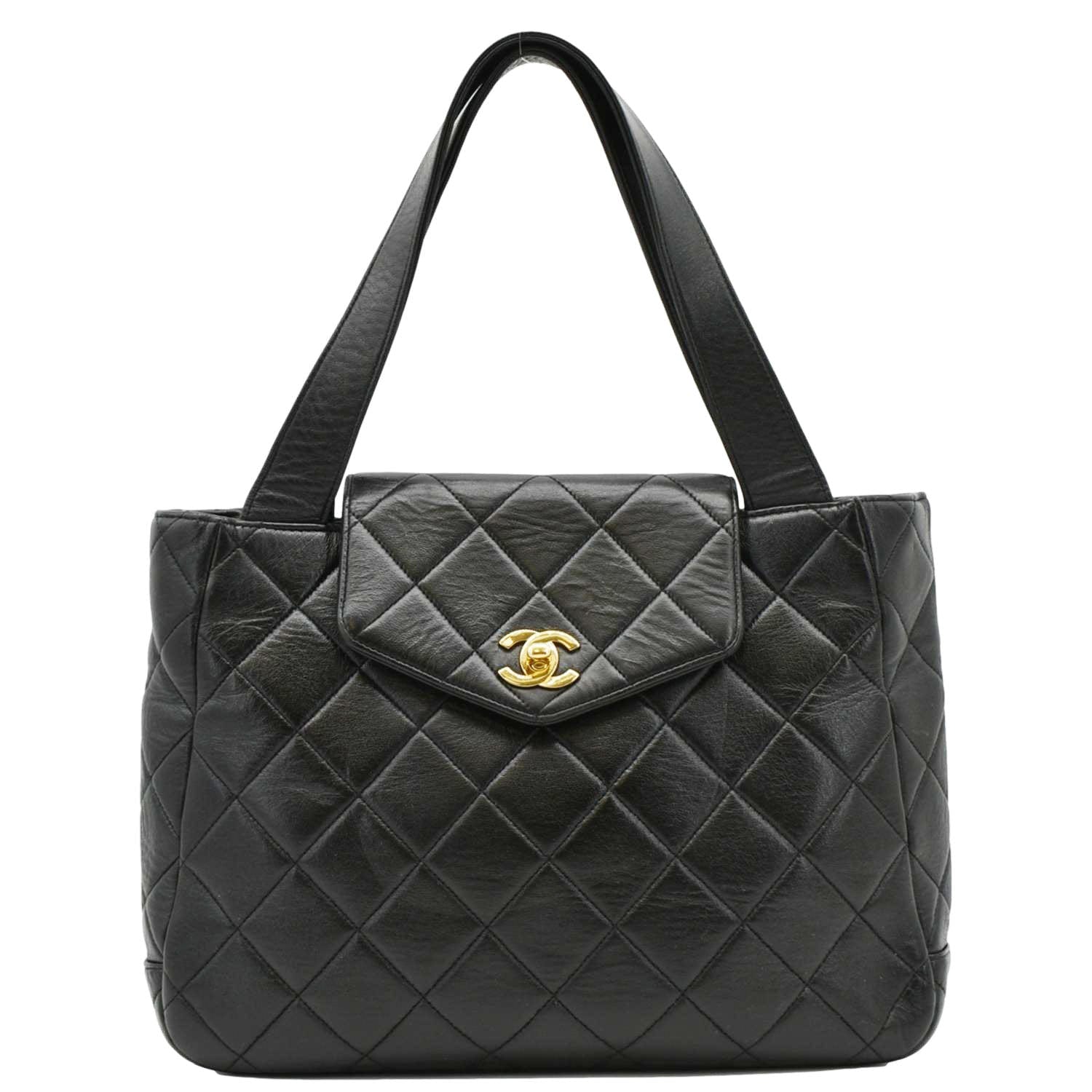 Chanel Classic Flap  Quilted Leather Tote Bag Black