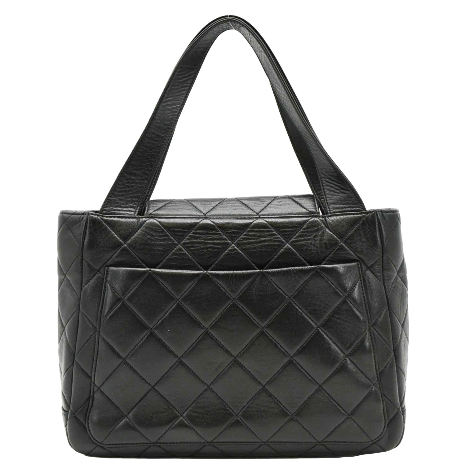 Chanel Classic Flap  Quilted Leather Tote Bag Black