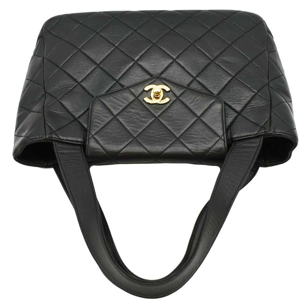 Chanel Classic Flap  Quilted Leather Tote Bag Black
