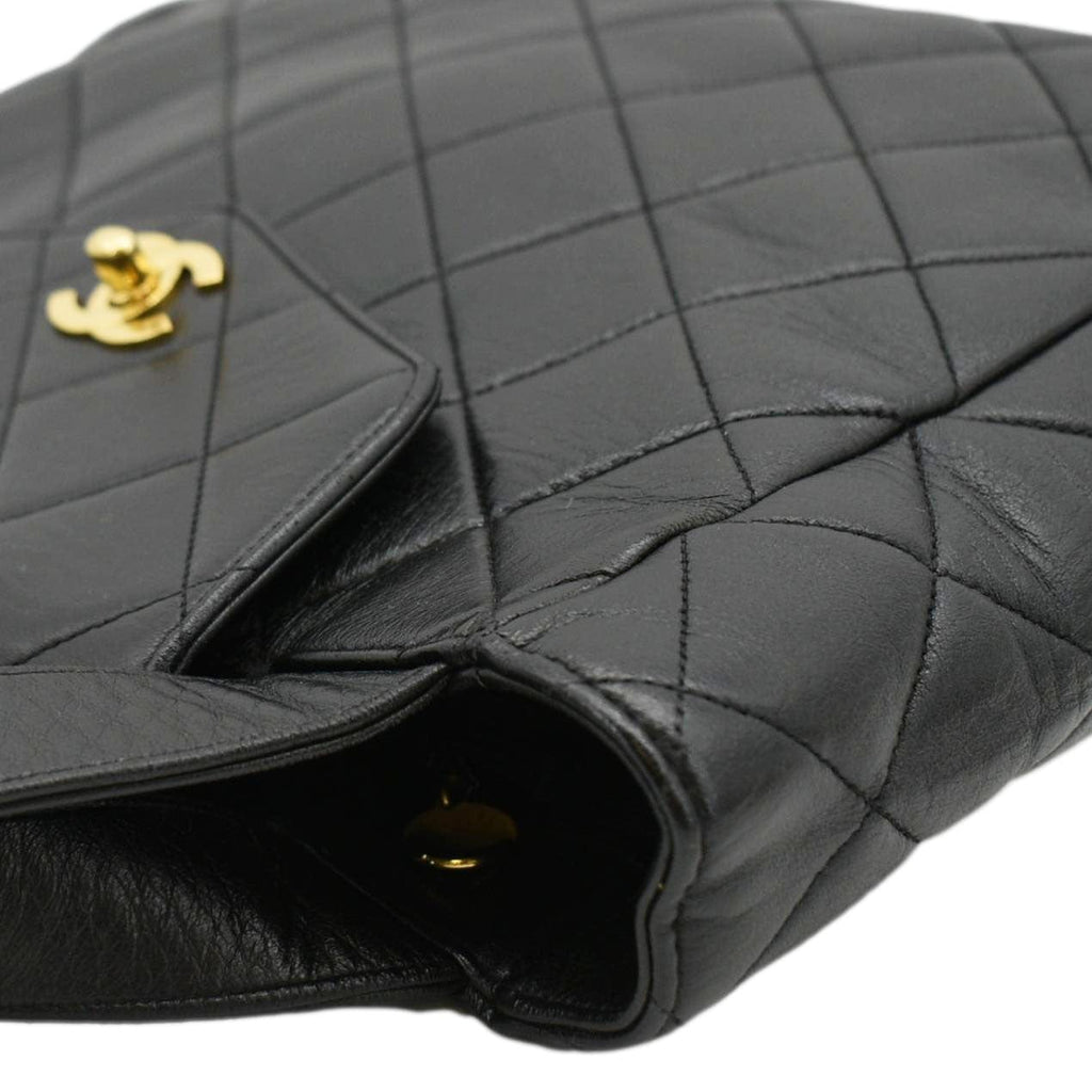 Chanel Classic Flap  Quilted Leather Tote Bag Black
