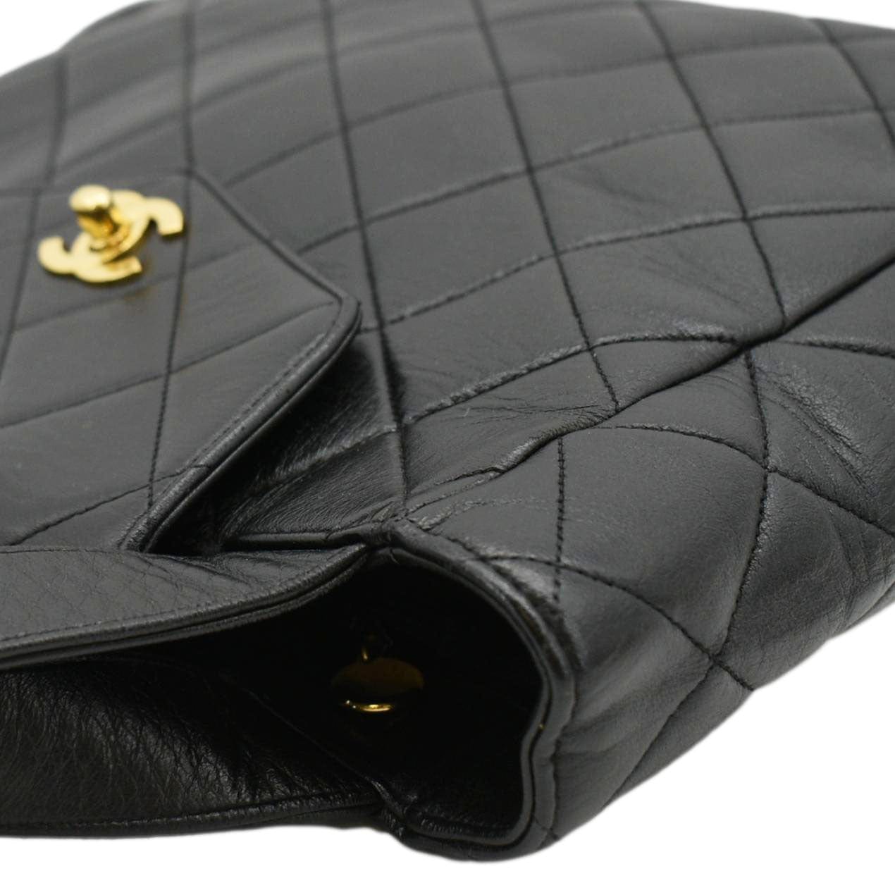 Chanel Classic Flap  Quilted Leather Tote Bag Black