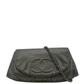 Chanel Half Moon Caviar Leather Wallet on Chain Crossbody Bag Gray