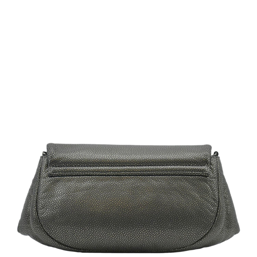 Chanel Half Moon Caviar Leather Wallet on Chain Crossbody Bag Gray
