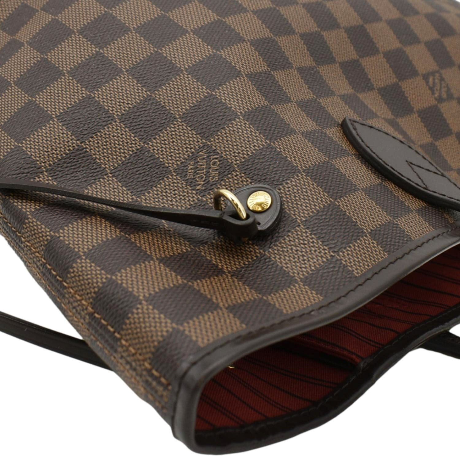 LOUIS VUITTON Neverfull MM Damier Ebene Tote Bag Brown