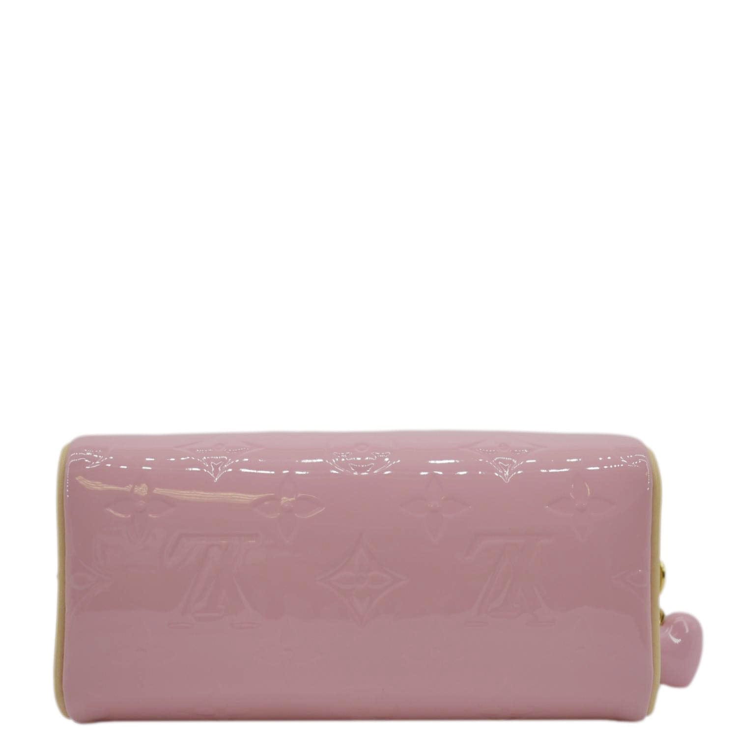 LOUIS VUITTON Nano Speedy Monogram Vernis Crossbody Bag Light Mochi Pink