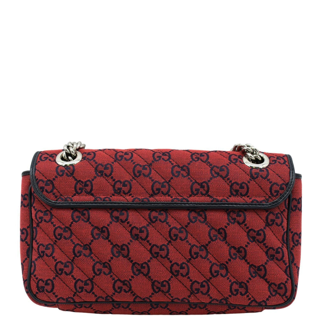 GUCCI Gucci Marmont Small Floral Embroidered Canvas Crossbody Bag Red 443497