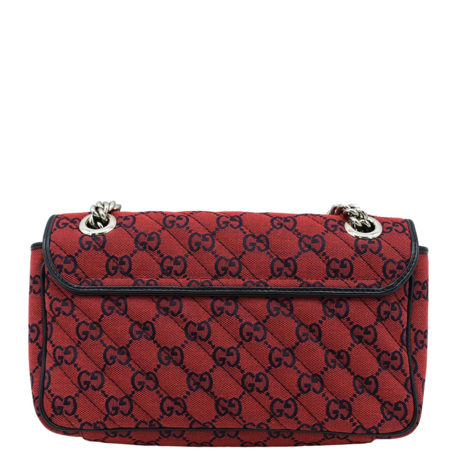 GUCCI Gucci Marmont Small Floral Embroidered Canvas Crossbody Bag Red 443497