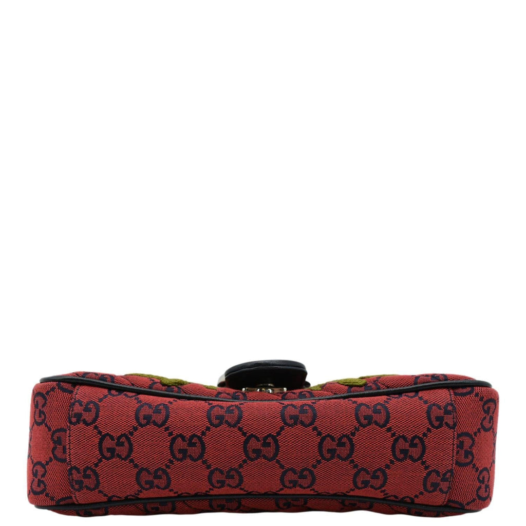 GUCCI Gucci Marmont Small Floral Embroidered Canvas Crossbody Bag Red 443497