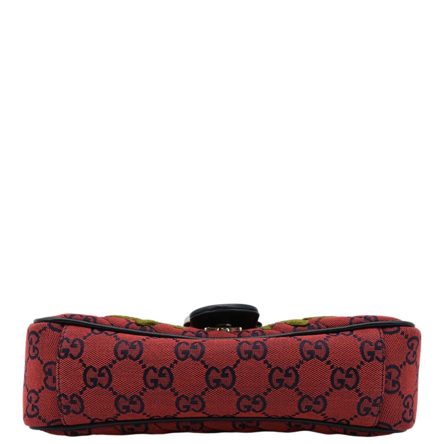 GUCCI Gucci Marmont Small Floral Embroidered Canvas Crossbody Bag Red 443497