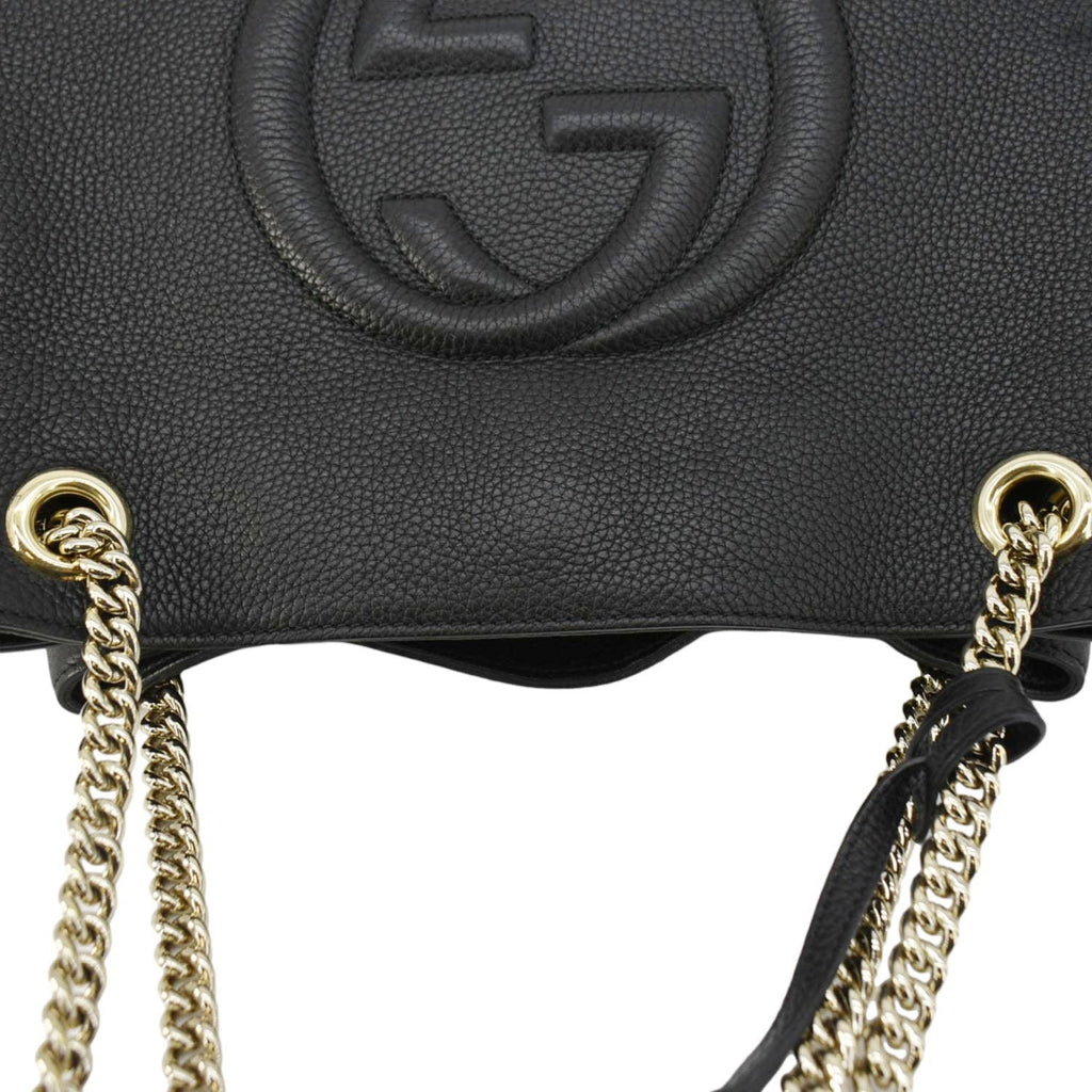 Gucci Soho Medium Pebbled Leather Shoulder Bag Black 308982