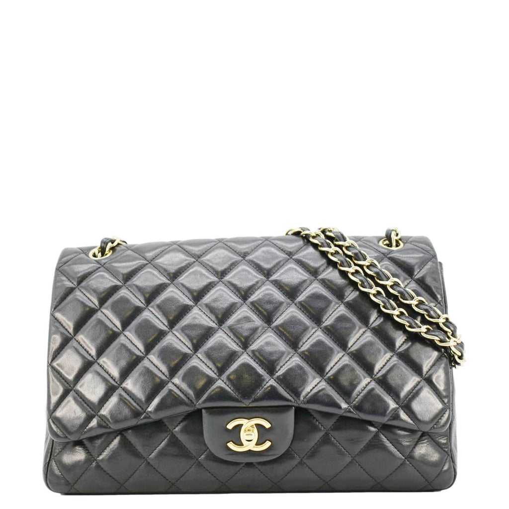 Chanel Maxi Classic Single Flap Quilted Leather Crossbody Bag Black