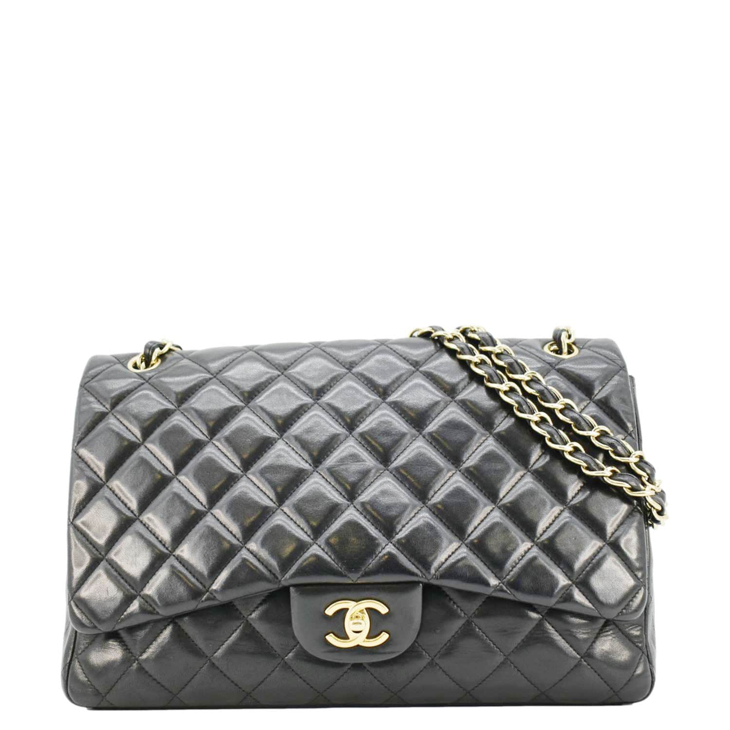 Chanel Maxi Classic Single Flap Quilted Leather Crossbody Bag Black
