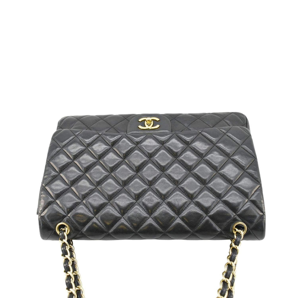 Chanel Maxi Classic Single Flap Quilted Leather Crossbody Bag Black